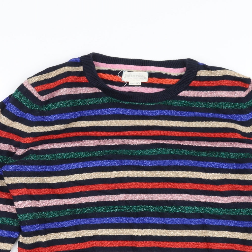 Johnnie B Girls Multicoloured Striped  Pullover Jumper Size 15-16 Years
