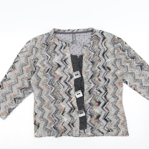 Marks and Spencer Womens Grey Geometric  Cardigan Jumper Size 16