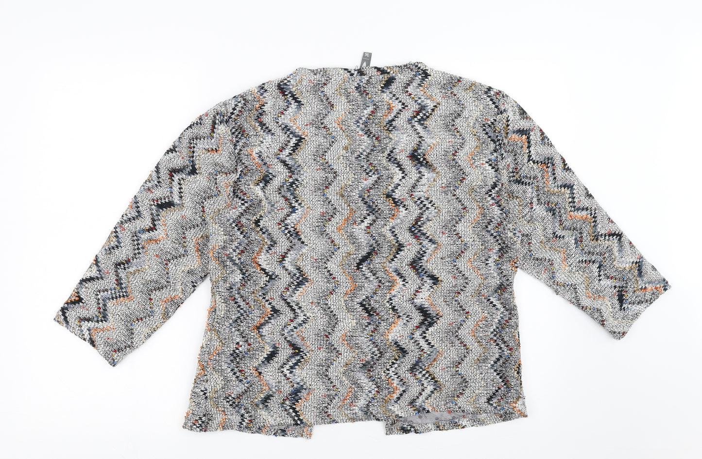 Marks and Spencer Womens Grey Geometric  Cardigan Jumper Size 16