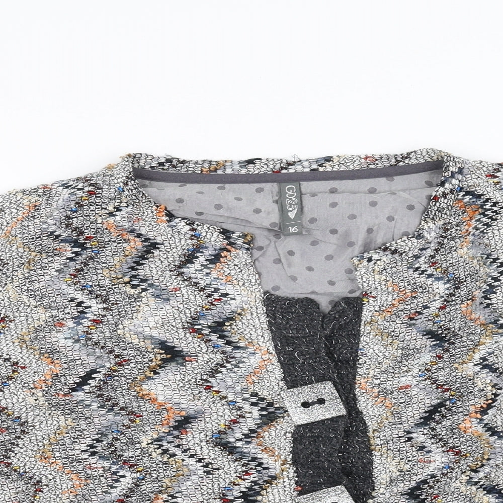 Marks and Spencer Womens Grey Geometric  Cardigan Jumper Size 16