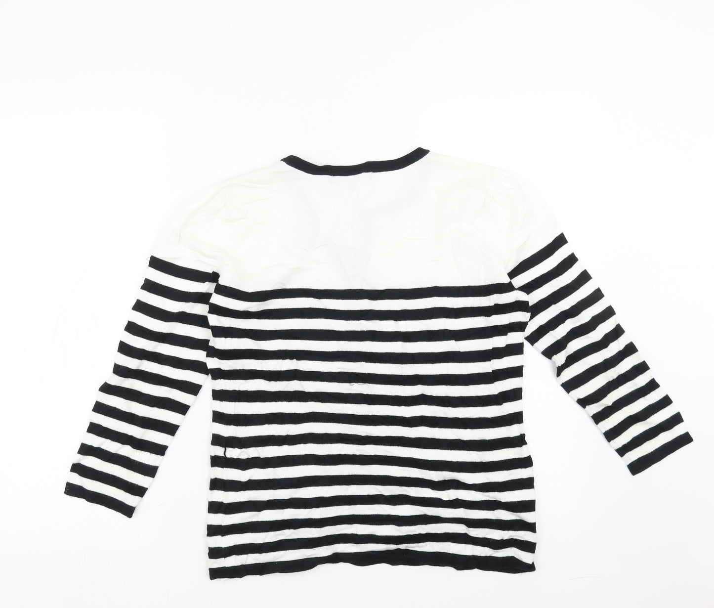 Laura Ashley Womens Black Striped  Cardigan Jumper Size 12