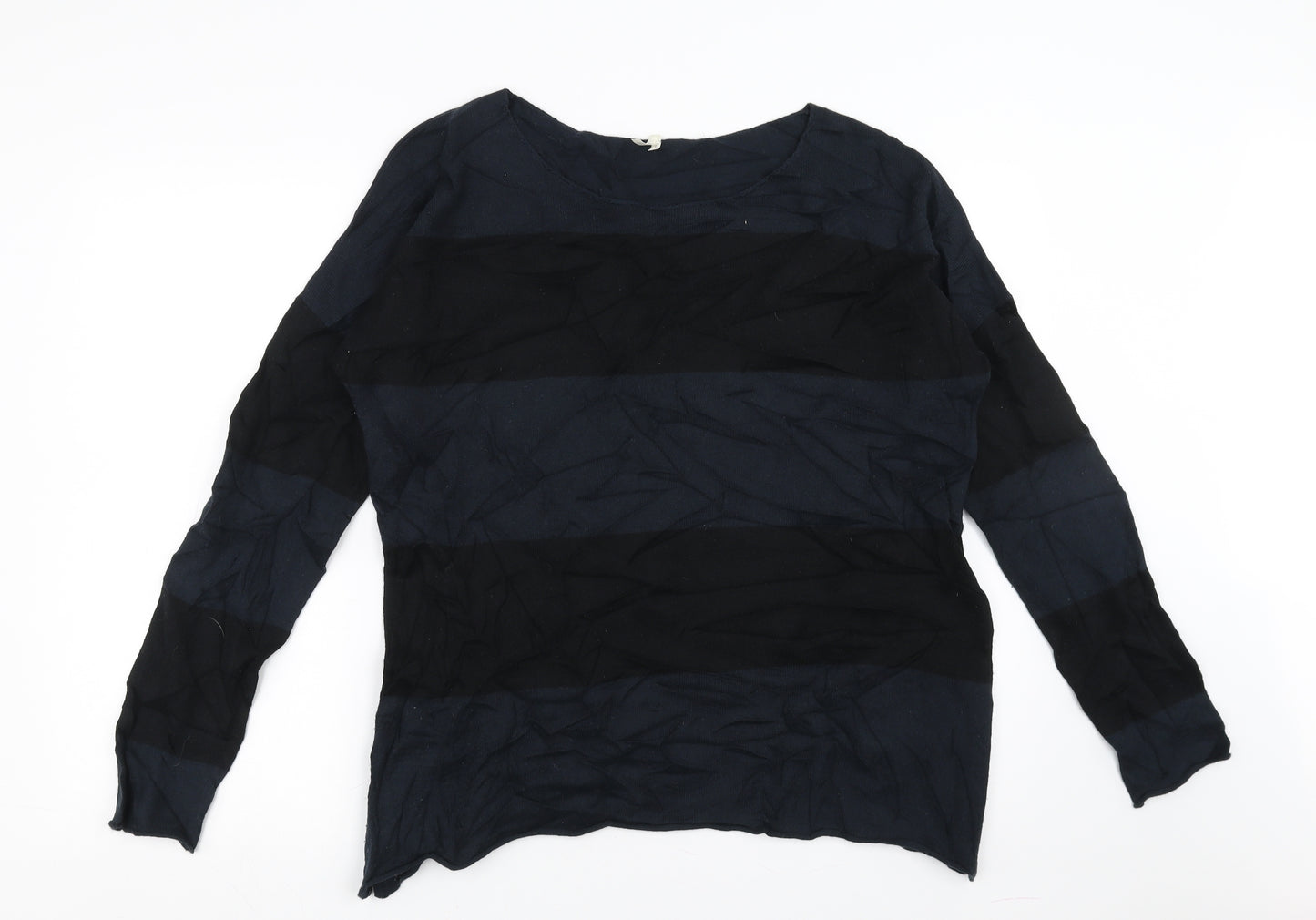 tops & tees Womens Blue Striped  Pullover Jumper Size L