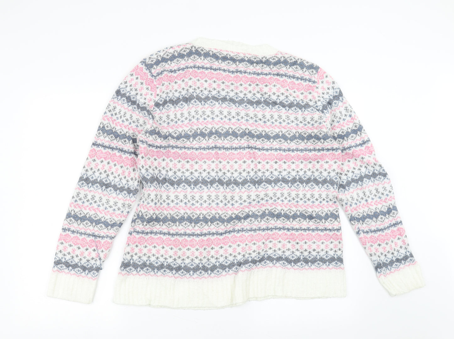 Envy Womens Pink Fair Isle  Pullover Jumper Size M