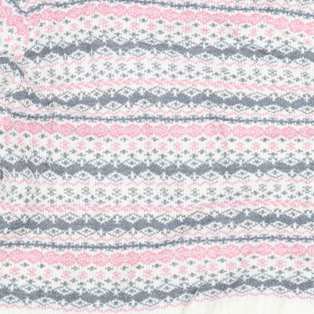 Envy Womens Pink Fair Isle  Pullover Jumper Size M