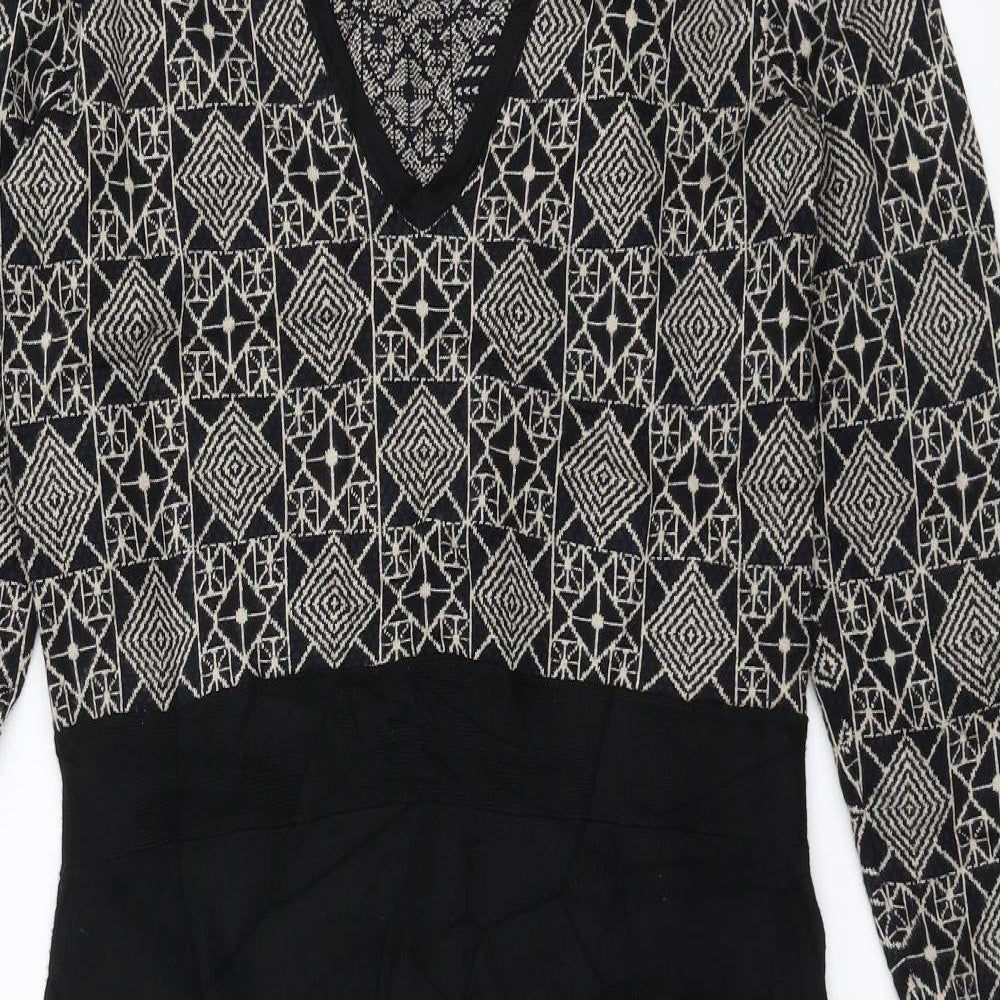 Belle Vere Womens Black Geometric  Bodycon  Size M