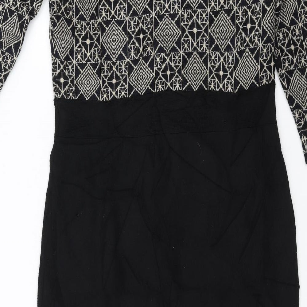 Belle Vere Womens Black Geometric  Bodycon  Size M