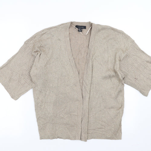 Primark Womens Beige Striped  Cardigan Jumper Size 16  - glittery