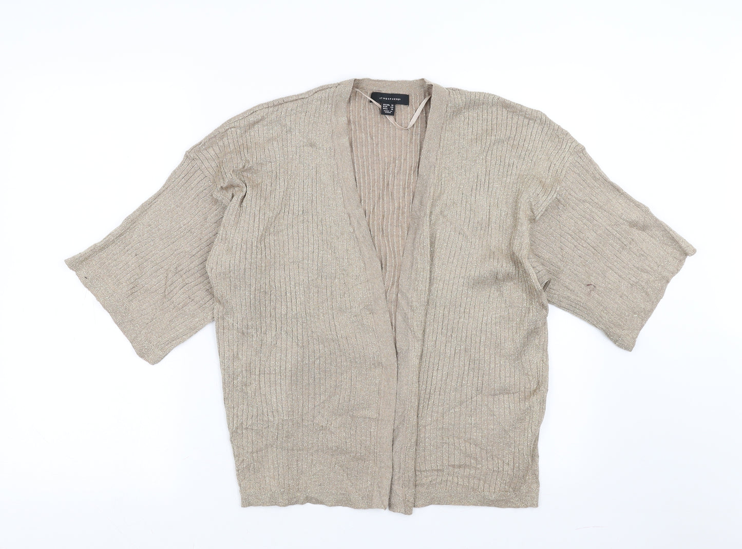 Primark Womens Beige Striped  Cardigan Jumper Size 16  - glittery