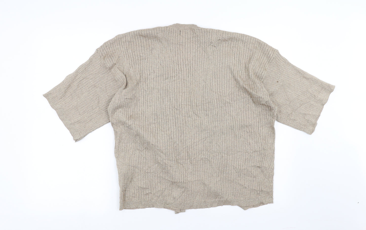 Primark Womens Beige Striped  Cardigan Jumper Size 16  - glittery