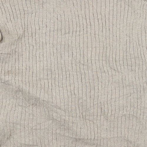 Primark Womens Beige Striped  Cardigan Jumper Size 16  - glittery