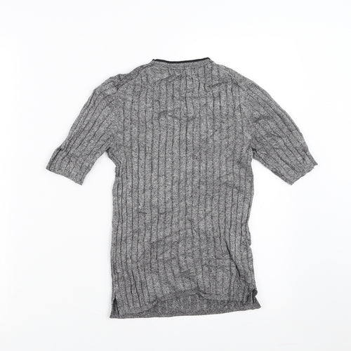 Marks and Spencer Womens Grey Striped  Pullover Jumper Size 8  - stretch fabric