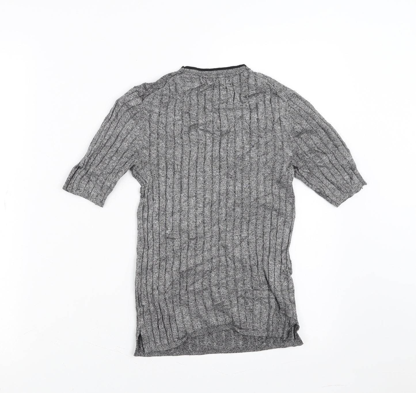 Marks and Spencer Womens Grey Striped  Pullover Jumper Size 8  - stretch fabric