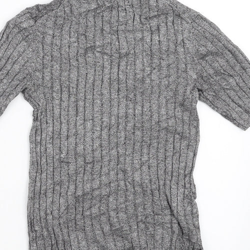 Marks and Spencer Womens Grey Striped  Pullover Jumper Size 8  - stretch fabric