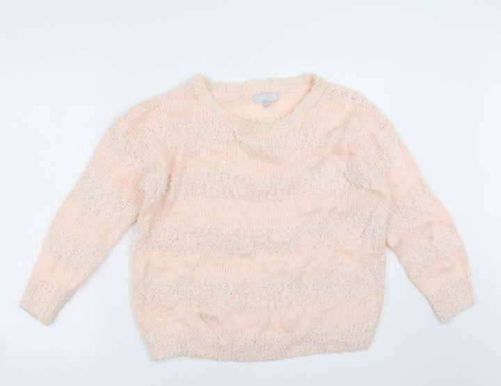 Red Herring Womens Pink Striped Pullover Jumper Size 16