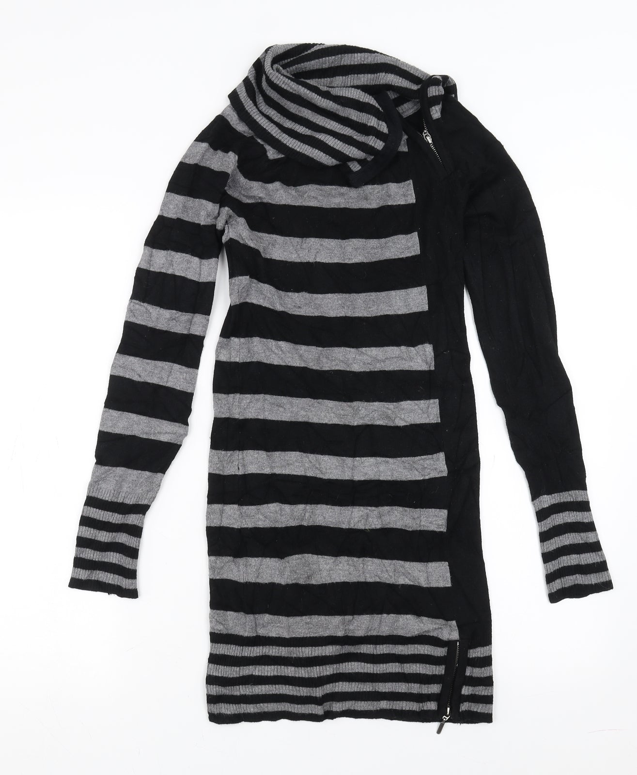 Tammy Girls Black Striped Knit Jumper Dress  Size 14-15 Years