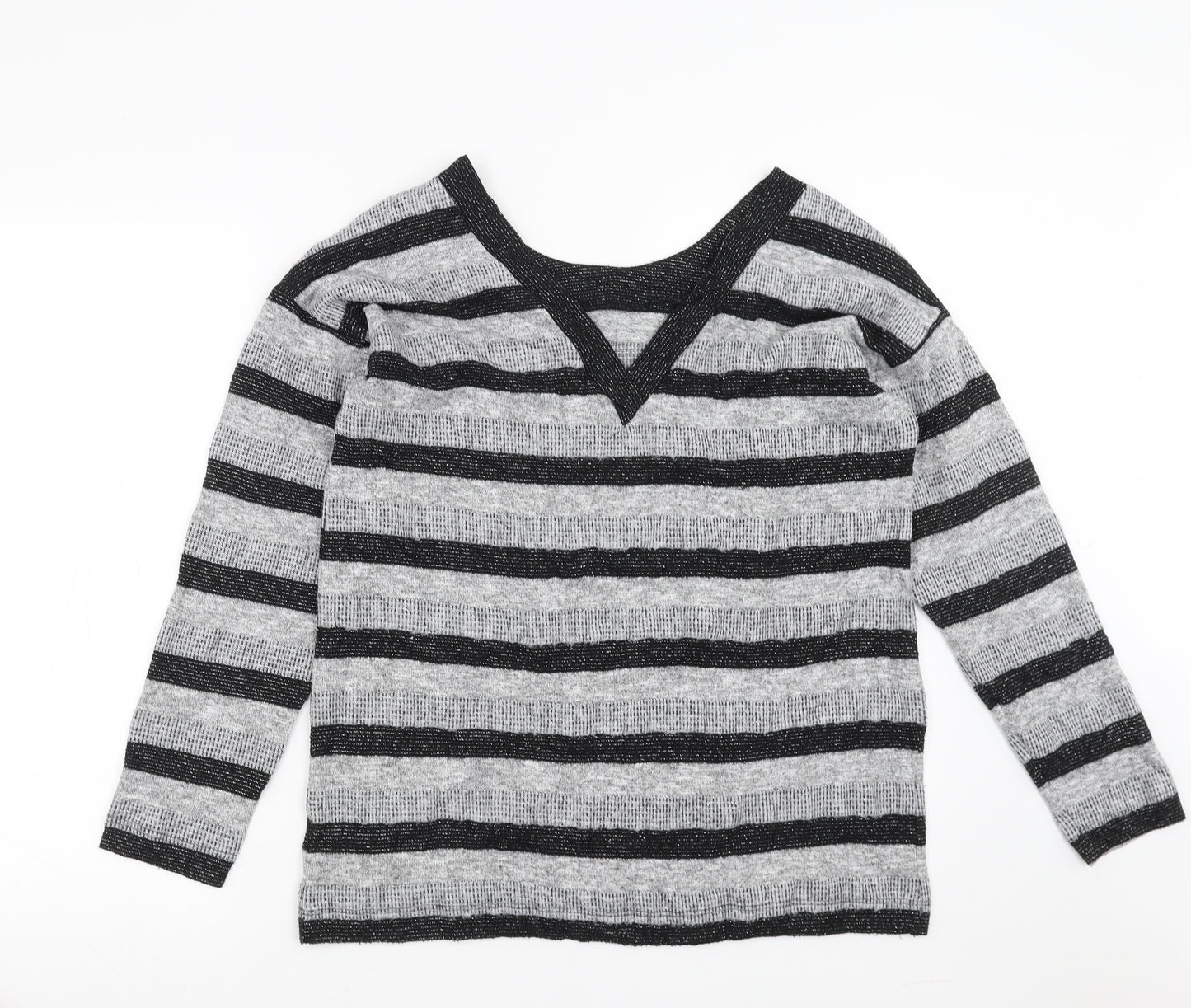 NEXT Womens Grey Striped  Pullover Jumper Size 16