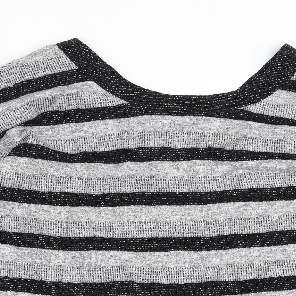 NEXT Womens Grey Striped  Pullover Jumper Size 16