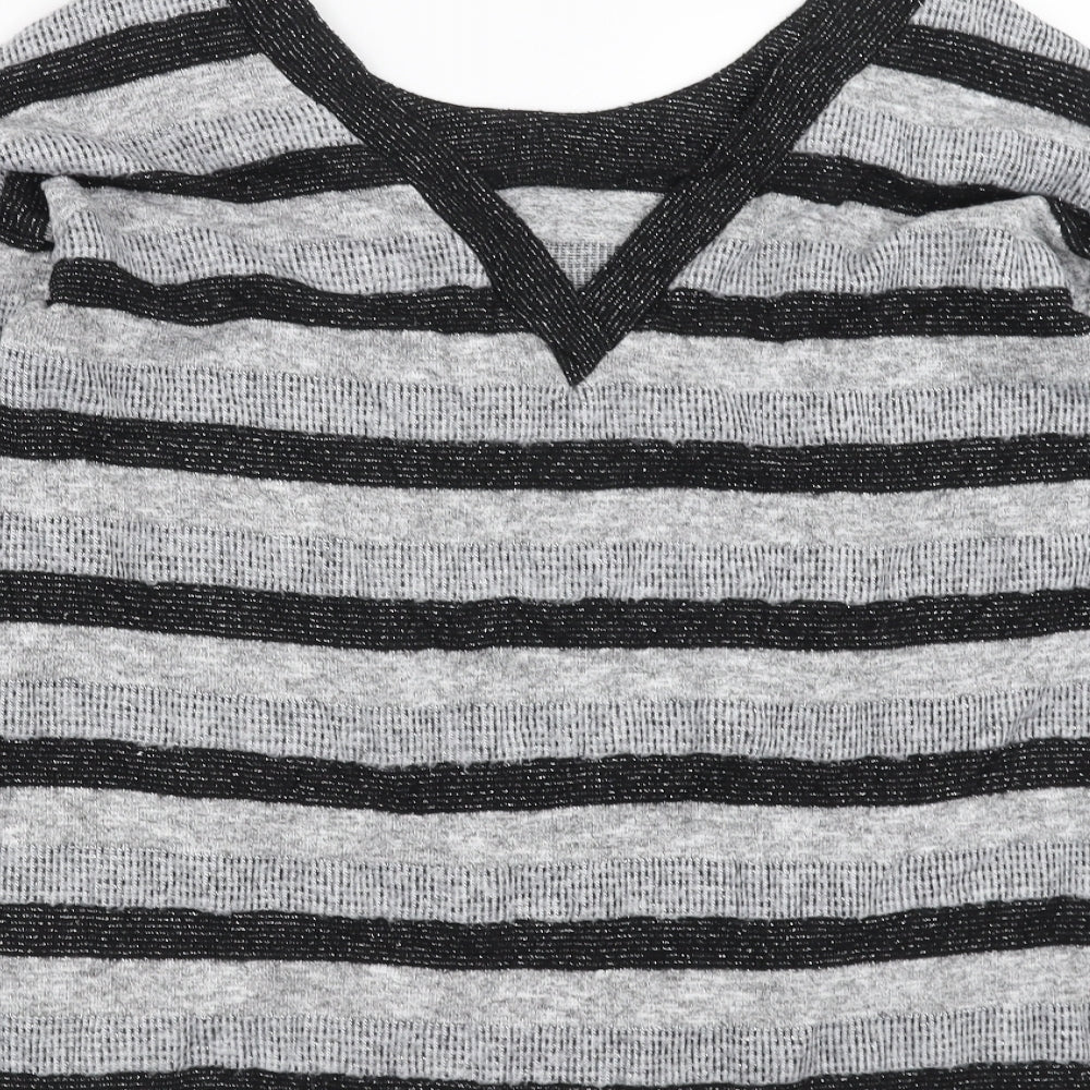 NEXT Womens Grey Striped  Pullover Jumper Size 16