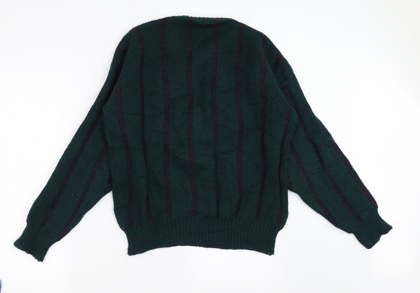 Jumpers Mens Green Striped  Pullover Jumper Size M