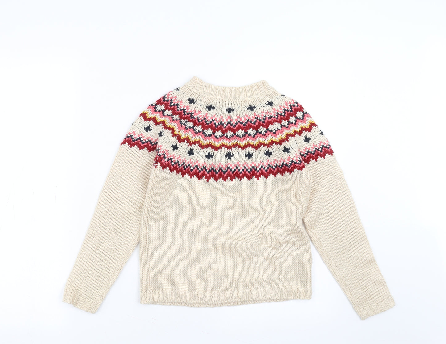 Abcd R Girls Beige Fair Isle Knit Pullover Jumper Size 10 Years