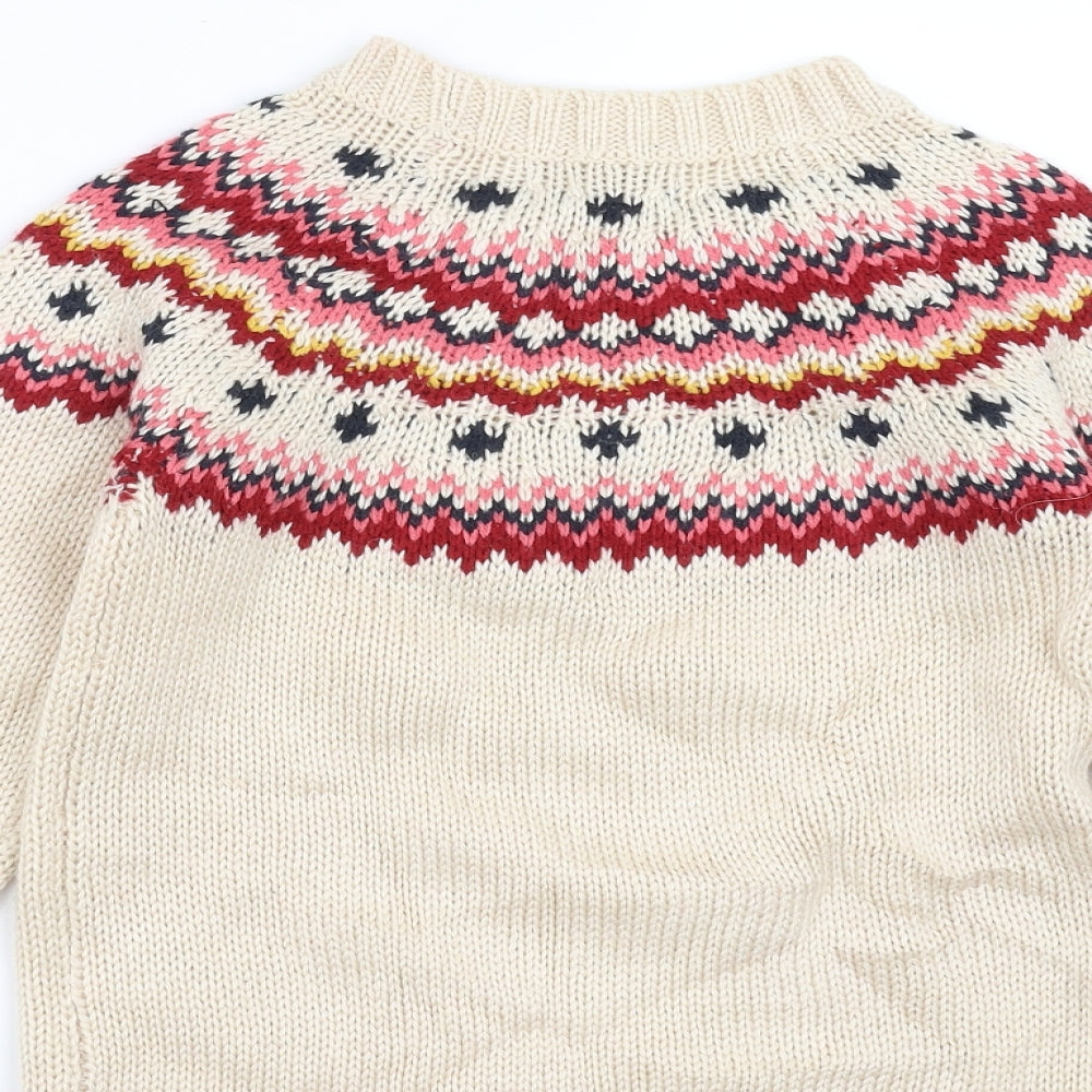 Abcd R Girls Beige Fair Isle Knit Pullover Jumper Size 10 Years