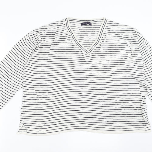 Marks and Spencer Womens White Striped  Pullover Jumper Size XL