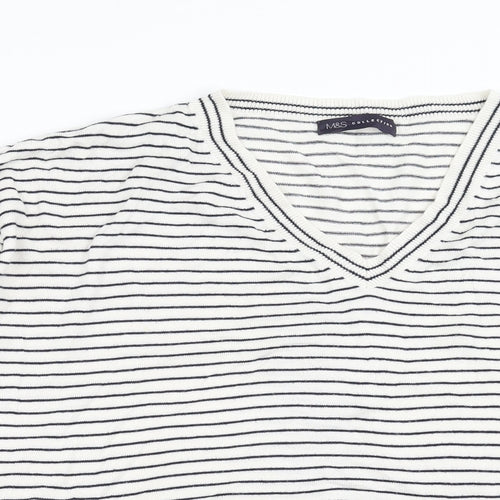 Marks and Spencer Womens White Striped  Pullover Jumper Size XL