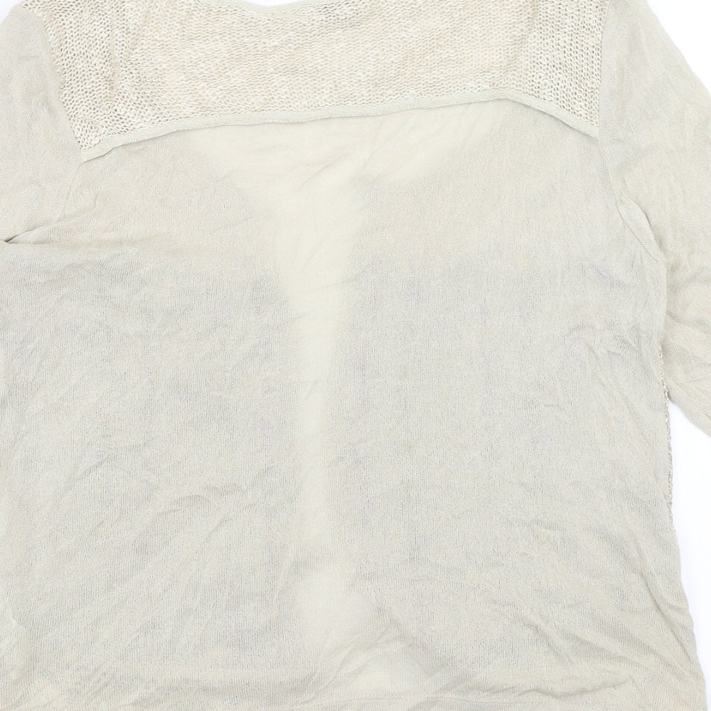 Latte Womens Beige Striped  Cardigan Jumper Size M