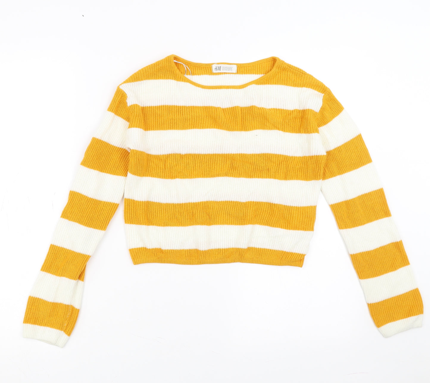 H&M Girls Yellow Striped  Pullover Jumper Size 10-11 Years