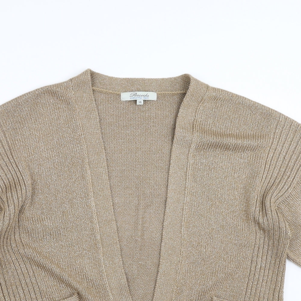 Peacocks Womens Beige   Cardigan Jumper Size 14