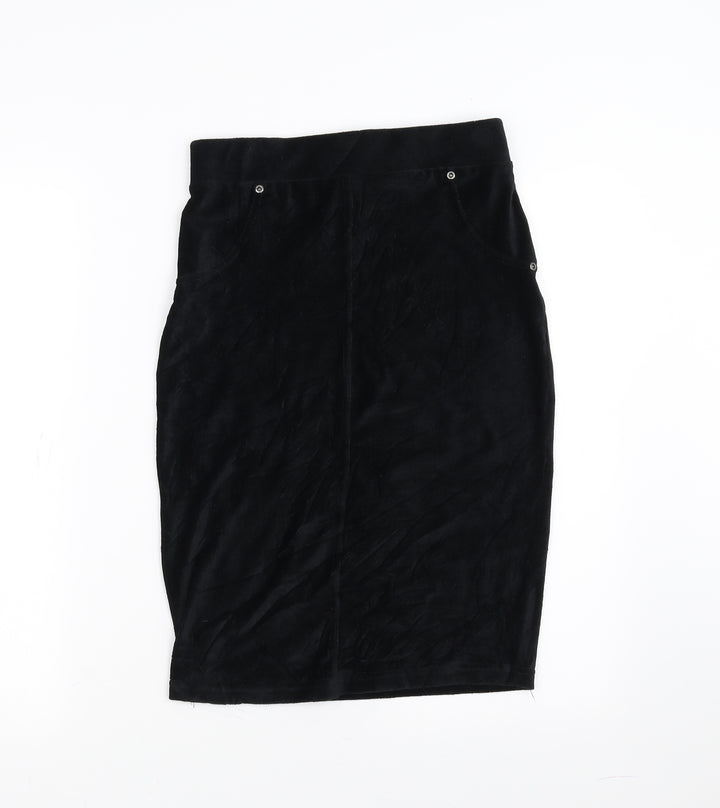 with love Womens Black  Corduroy Straight & Pencil Skirt Size S