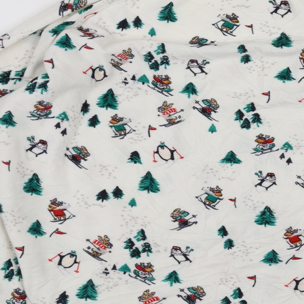 Primark Womens White Solid Fleece Top Pyjama Top Size 12  - skiing animals