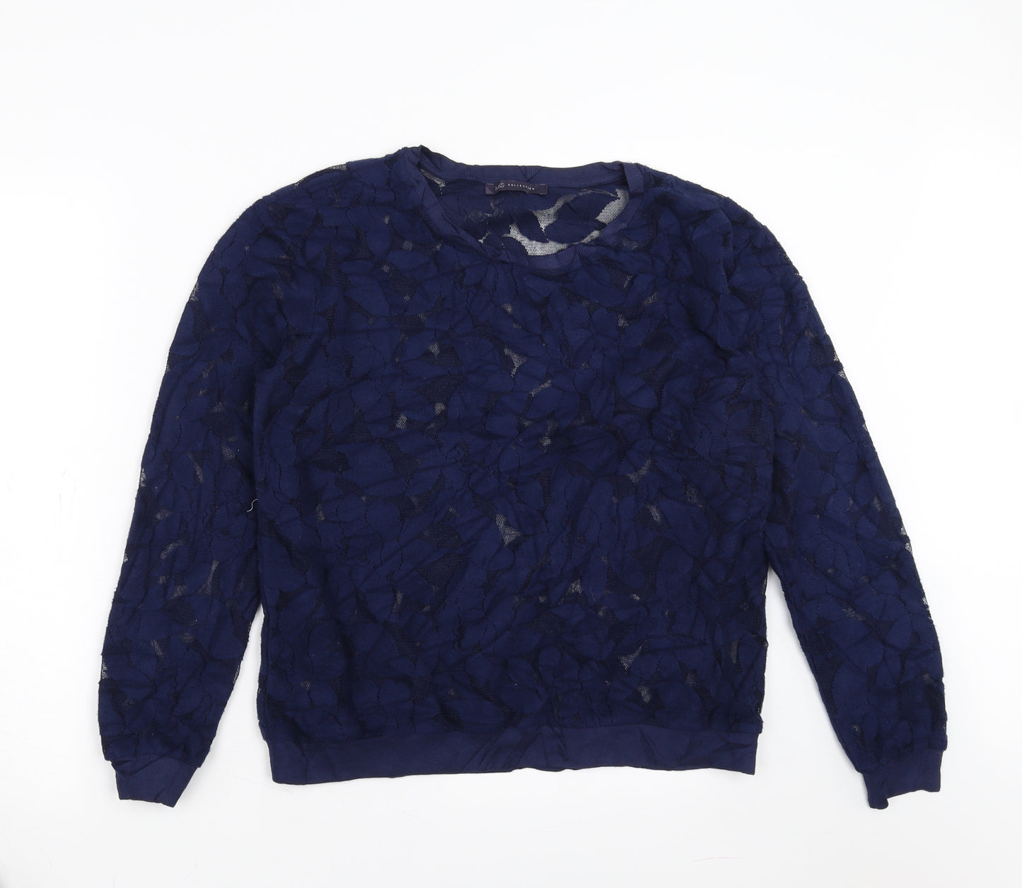 Marks and Spencer Womens Blue Floral  Pullover Jumper Size 14
