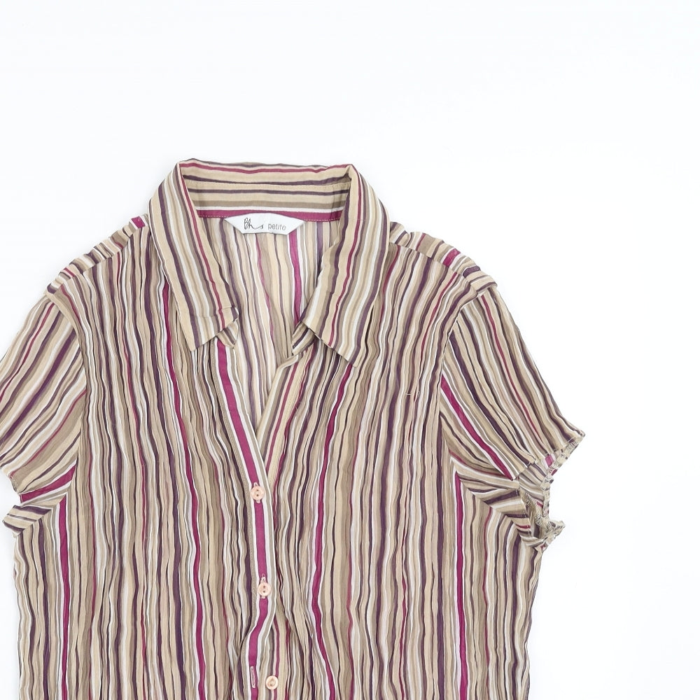 BHS Womens Purple Striped  Basic Blouse Size 14