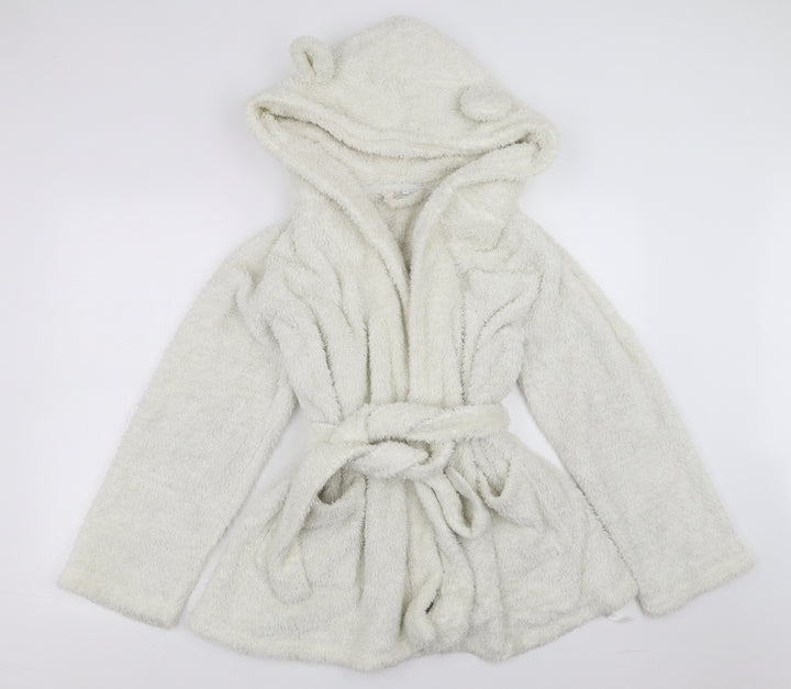 Debenhams Womens White Solid  Top Robe Size 8  - Ears on hood