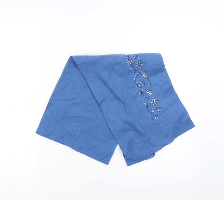 Preworn Womens Blue Scarf - Floral embroidery
