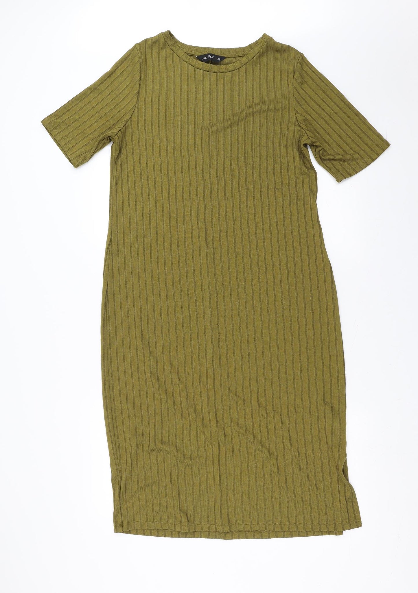 F&F Womens Green Striped  T-Shirt Dress  Size 16