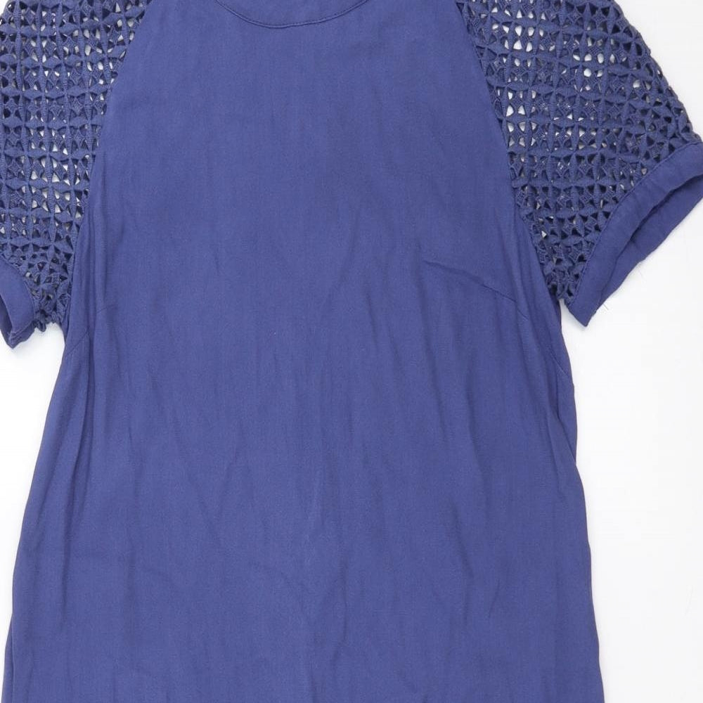 Warehouse Womens Blue   Shift  Size 12  - crochet detail