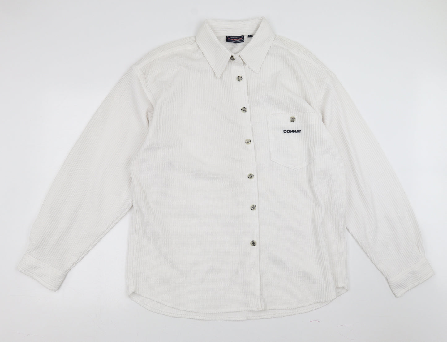 Donnay Mens White    Button-Up Size XL  - Waffle Texture