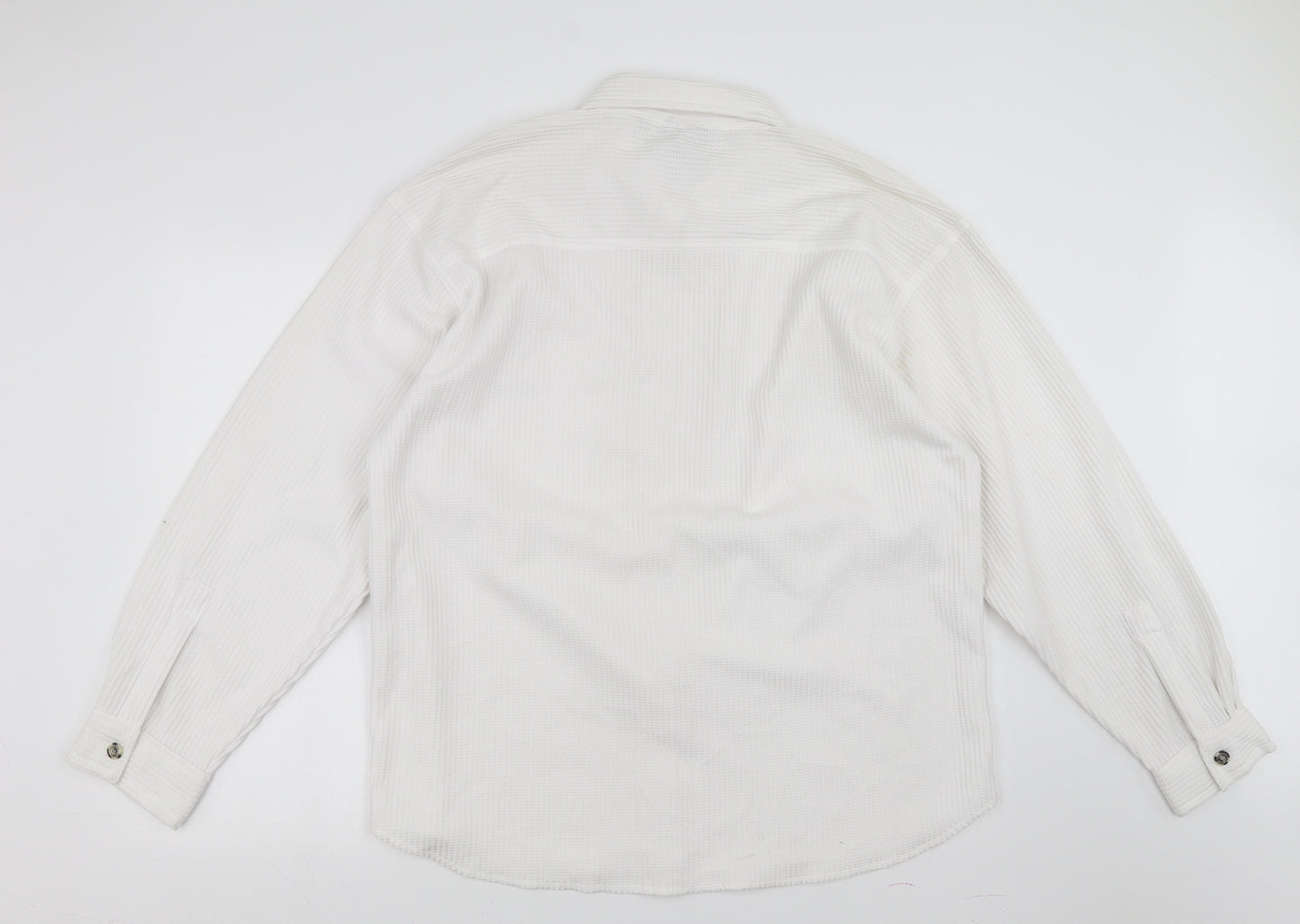 Donnay Mens White    Button-Up Size XL  - Waffle Texture