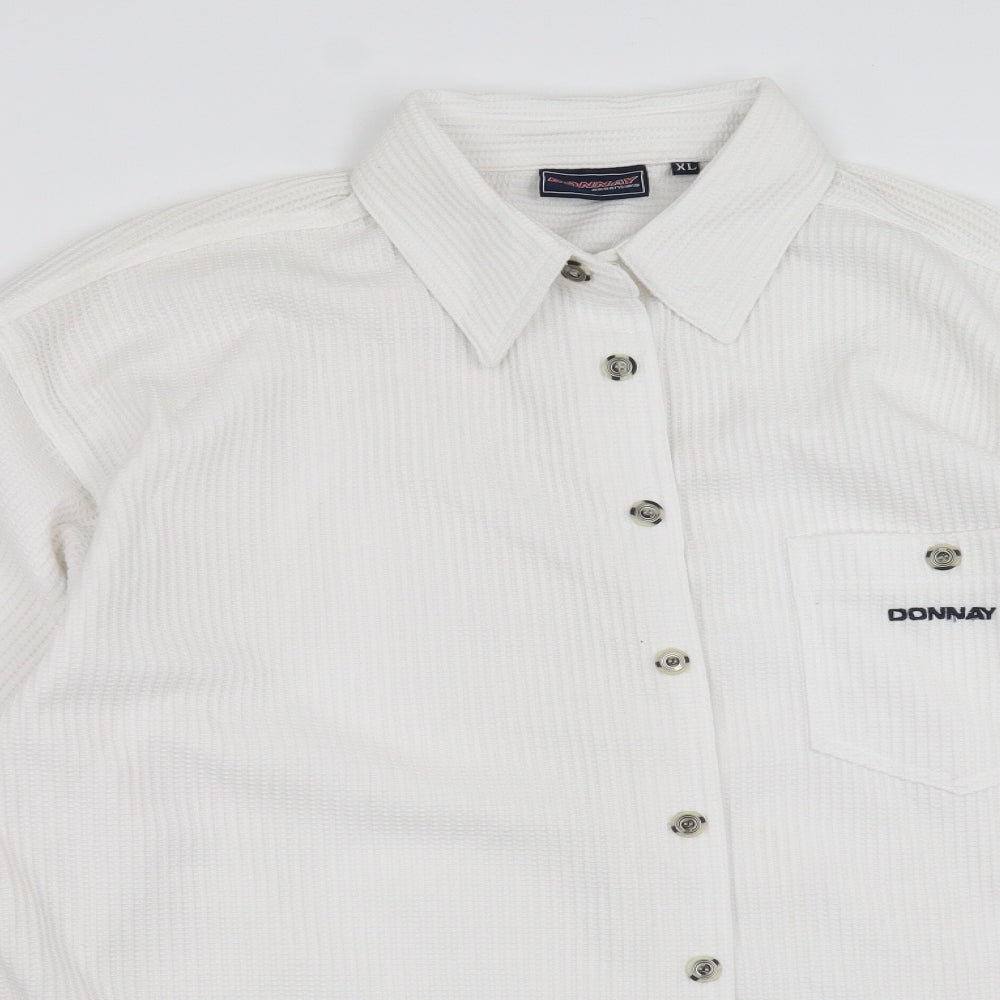 Donnay Mens White    Button-Up Size XL  - Waffle Texture