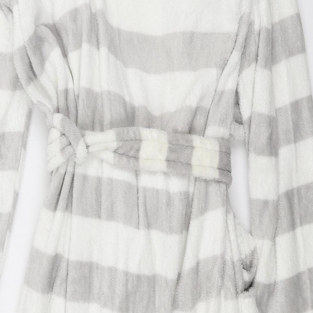 Secret Possesions Womens Grey Striped  Top Robe Size M