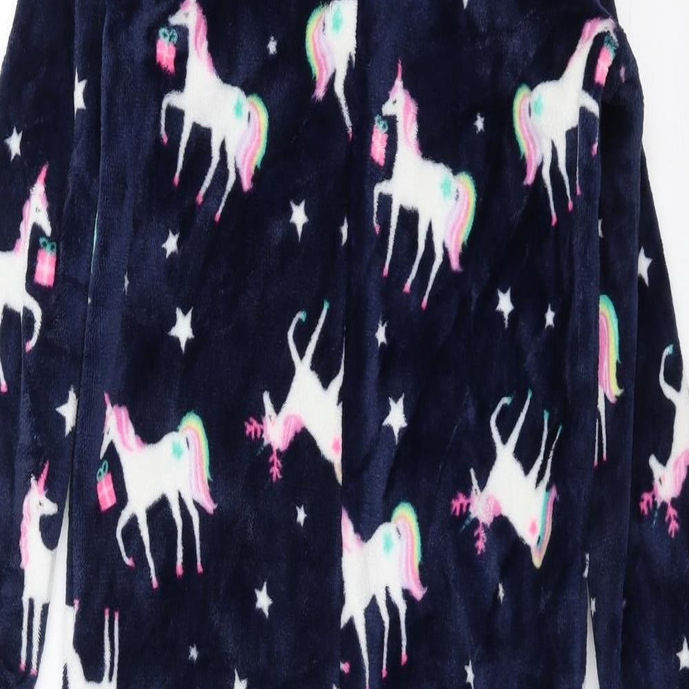 Matalan Girls Blue Solid Fleece Top One Piece Size 10 Years  - Unicorn Onesie