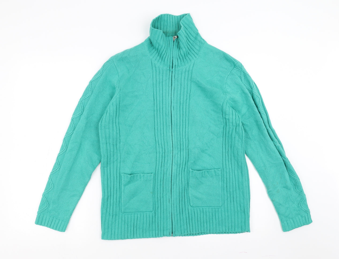 Preworn Womens Green   Full Zip Jumper Size 14