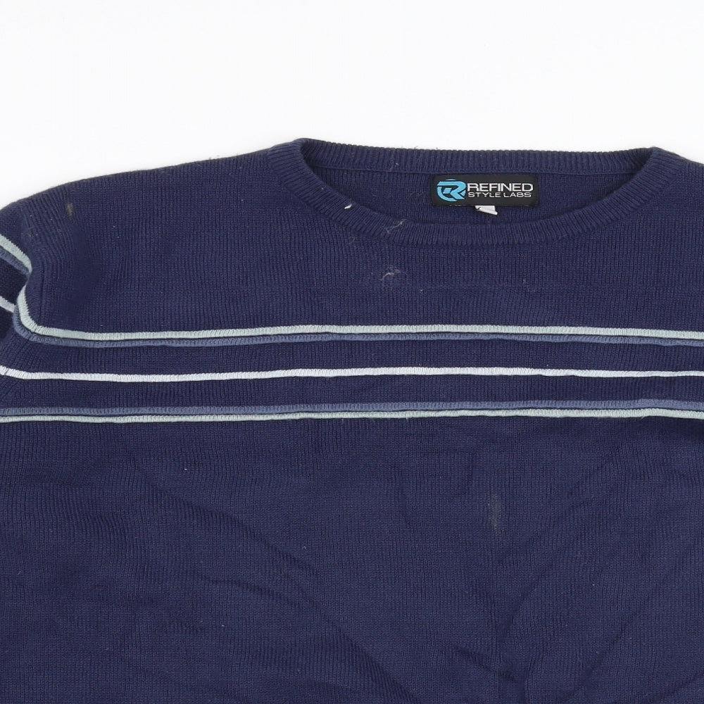 Refined Style Labs Mens Blue   Pullover Jumper Size L  - Stripe design