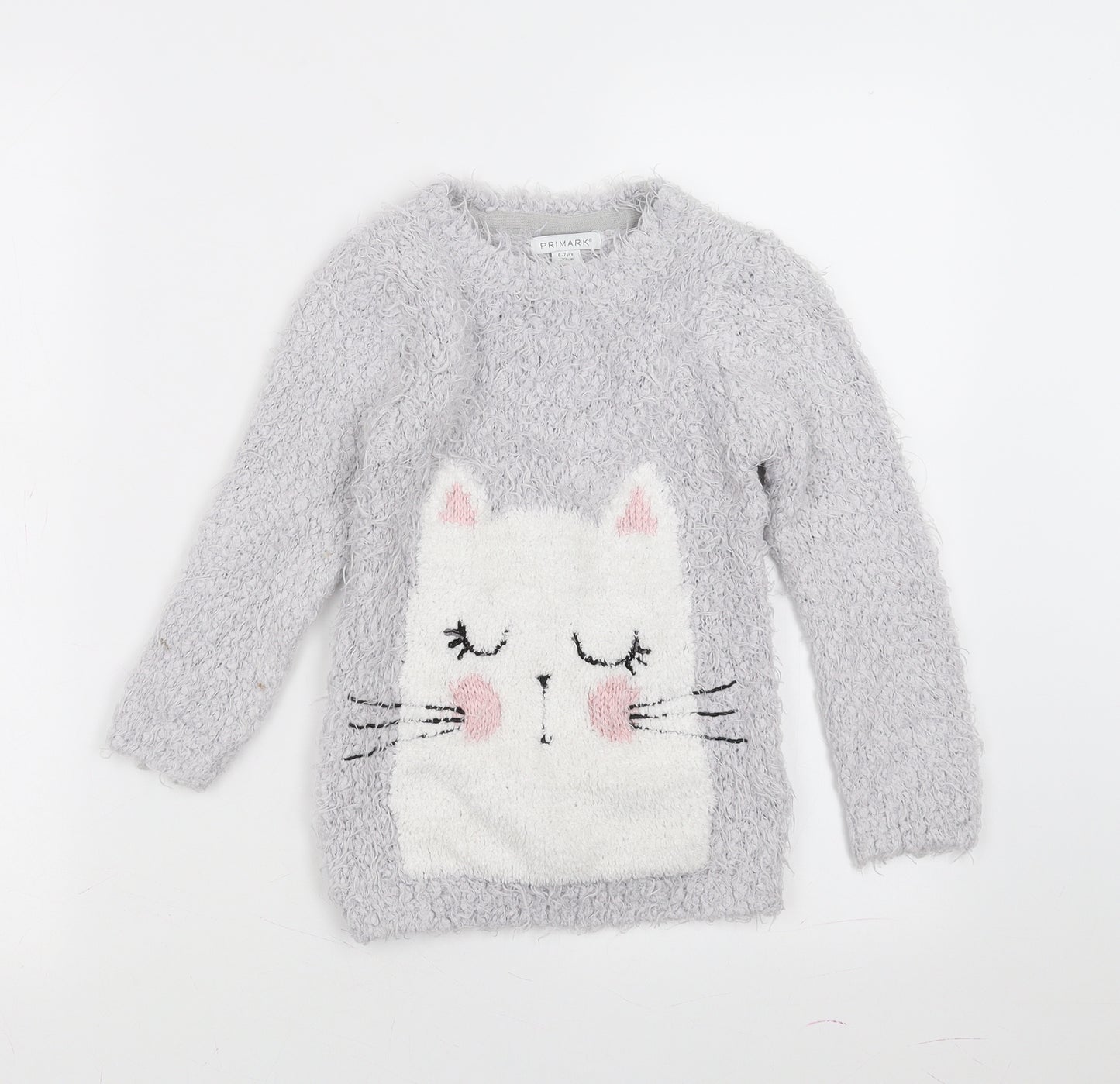Primark Girls Purple   Pullover Jumper Size 6-7 Years  - animal face