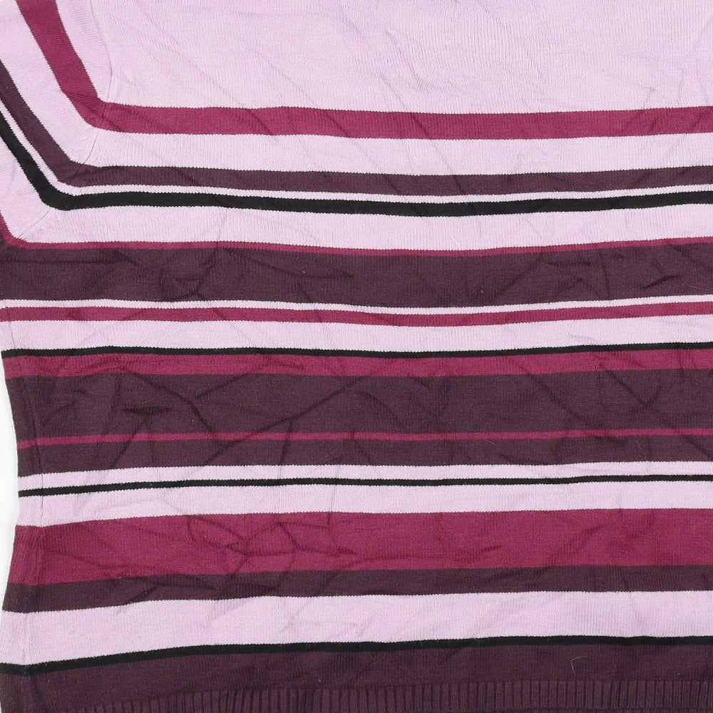 Essentials Womens Purple Striped  Pullover Jumper Size 14