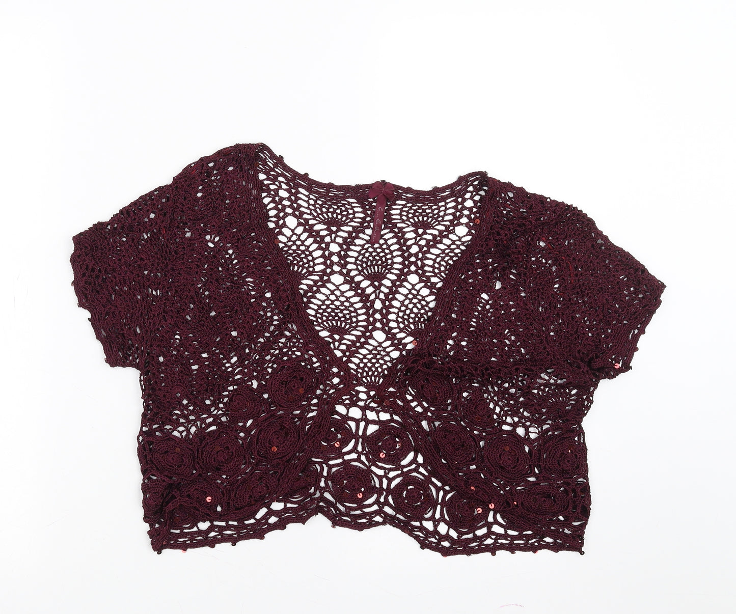 Evie Collection Womens Purple Floral  Shrug Jumper Size 18  - crochet