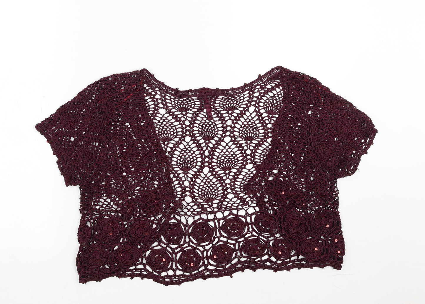 Evie Collection Womens Purple Floral  Shrug Jumper Size 18  - crochet