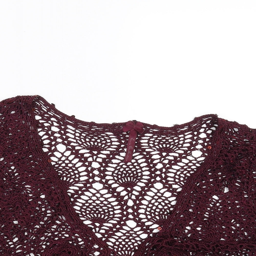 Evie Collection Womens Purple Floral  Shrug Jumper Size 18  - crochet